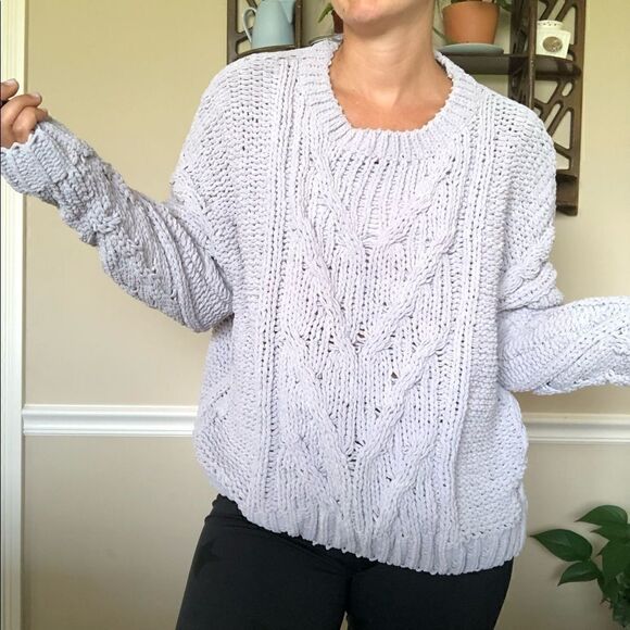 J.O.A. Gray Cable Knit Pullover Chunky Sweater - Picture 12 of 13